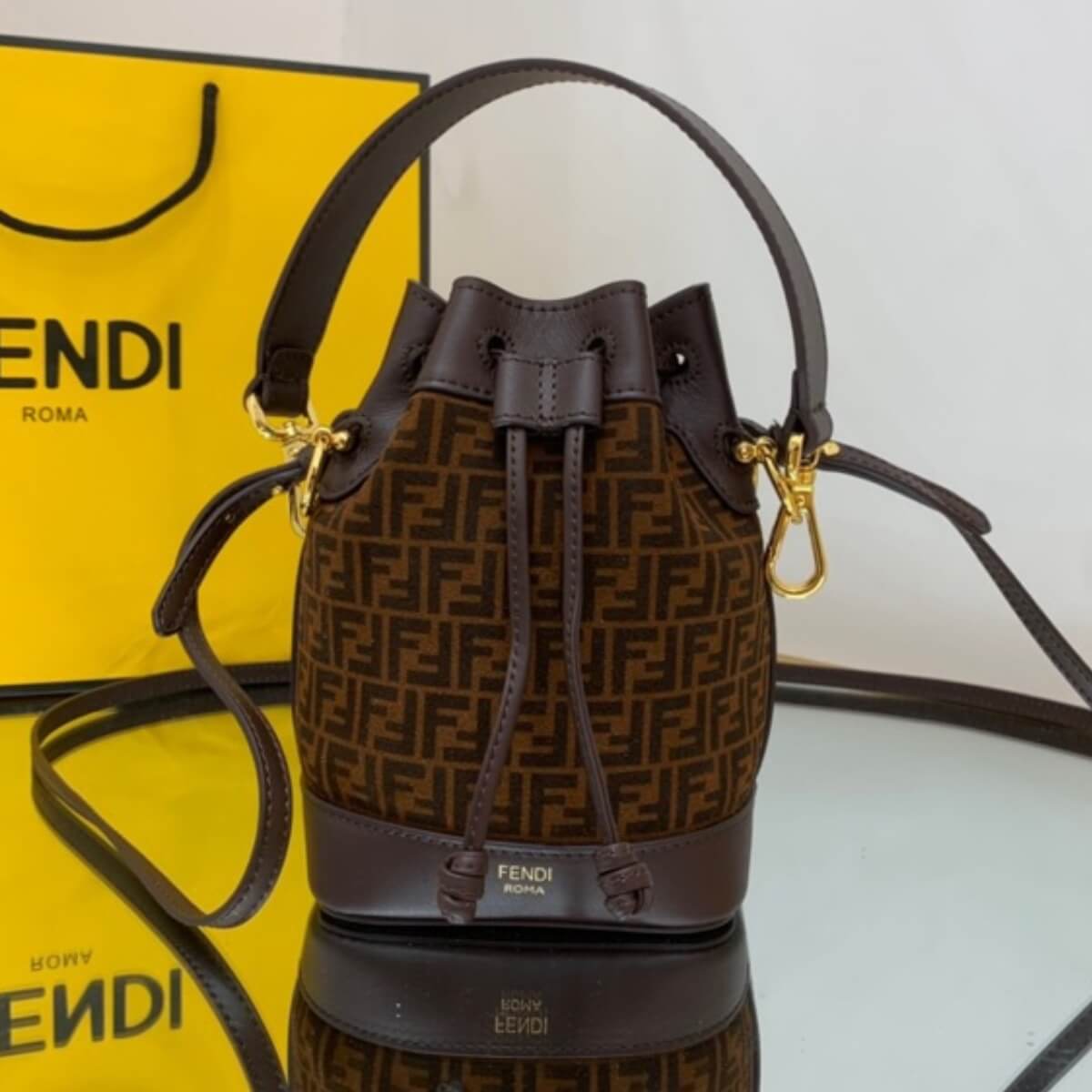 Fendi Designer Vitello King Tresor Bucket Bag, Fendi Handbag, Designer Handbag, Cheap Designer Handbag, Designer Handbag