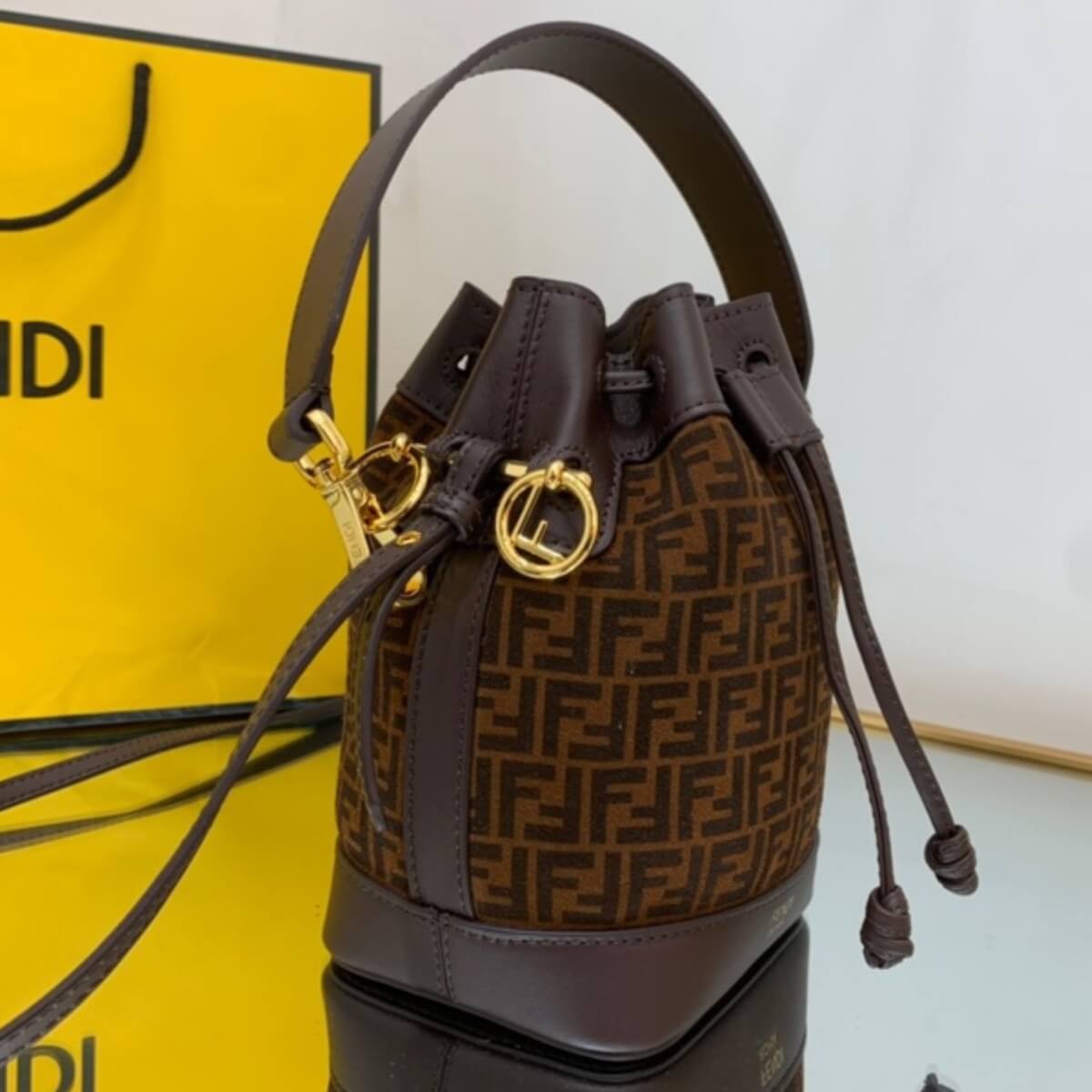 Fendi Designer Vitello King Tresor Bucket Bag, Fendi Handbag, Designer Handbag, Cheap Designer Handbag, Designer Handbag