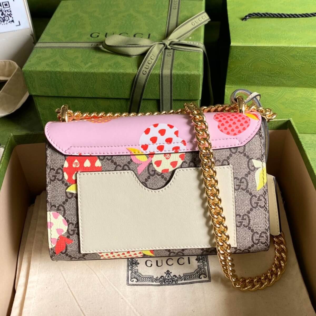 Gucci Designer Apple Print GG Supreme Padlock, Gucci Handbag, Designer Handbag, Cheap Designer Handbag, Designer Handbag