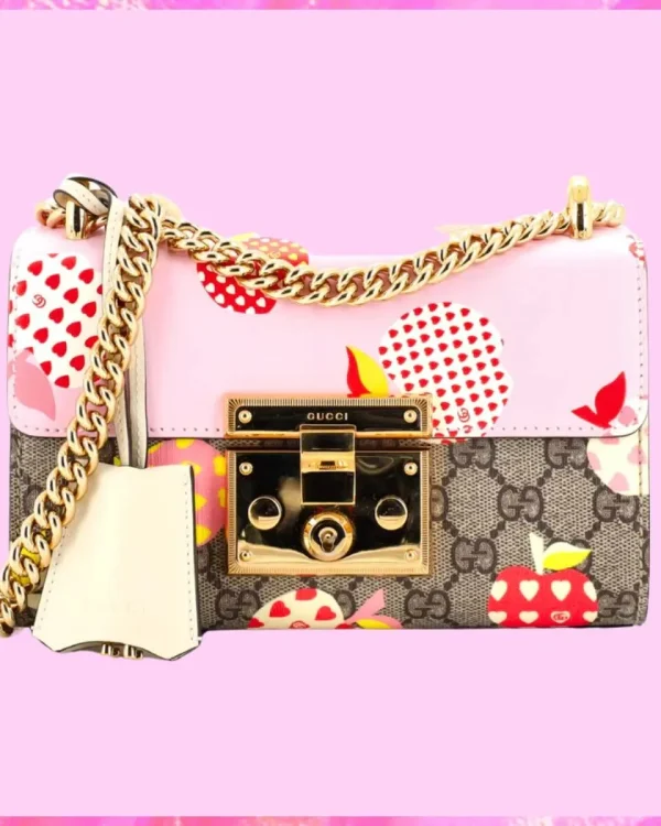 Gucci Designer Apple Print GG Supreme Padlock, Gucci Handbag, Designer Handbag, Cheap Designer Handbag, Designer Handbag