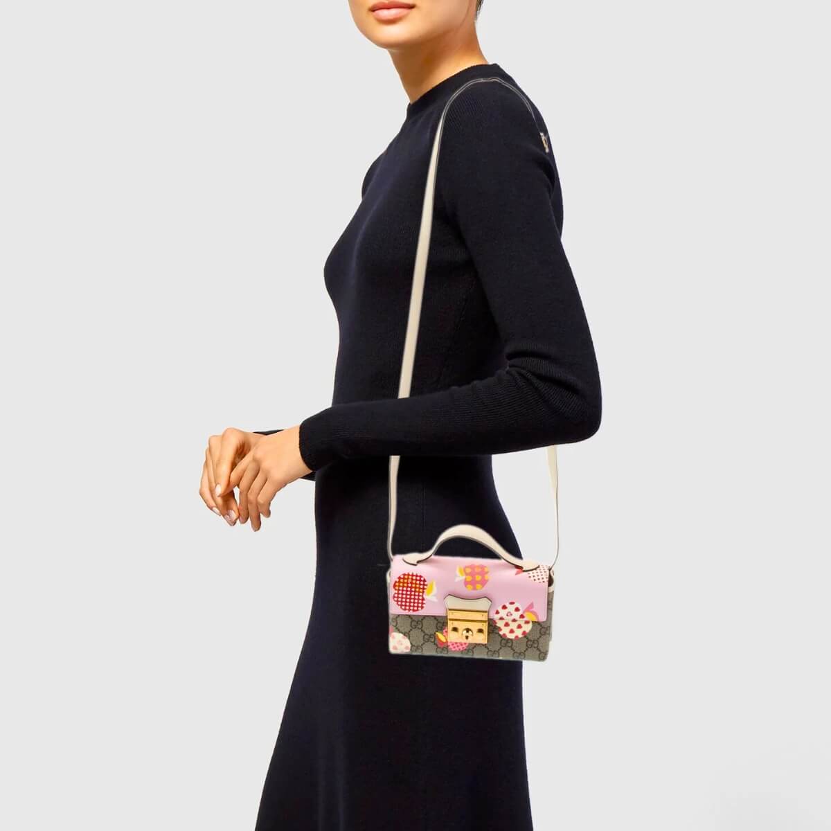 Gucci Designer Apple Print GG Supreme Padlock, Gucci Handbag, Designer Handbag, Cheap Designer Handbag, Designer Handbag