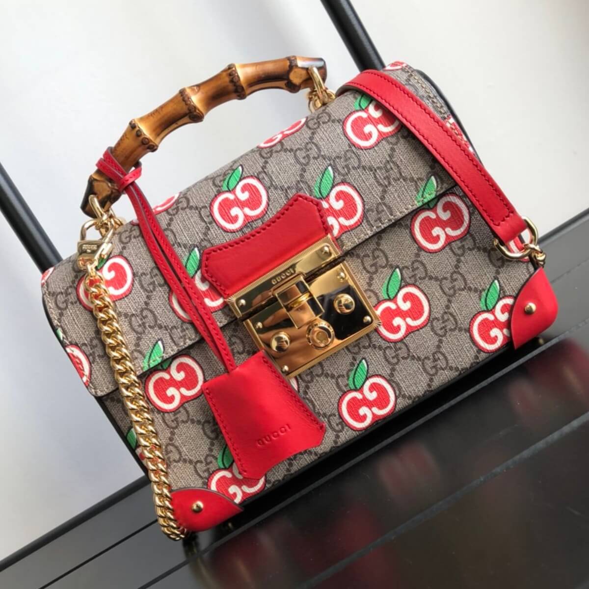 Gucci Designer GG Apple Padlock Bamboo Bag, Gucci Handbag, Designer Handbag, Cheap Designer Handbag, Designer Handbag