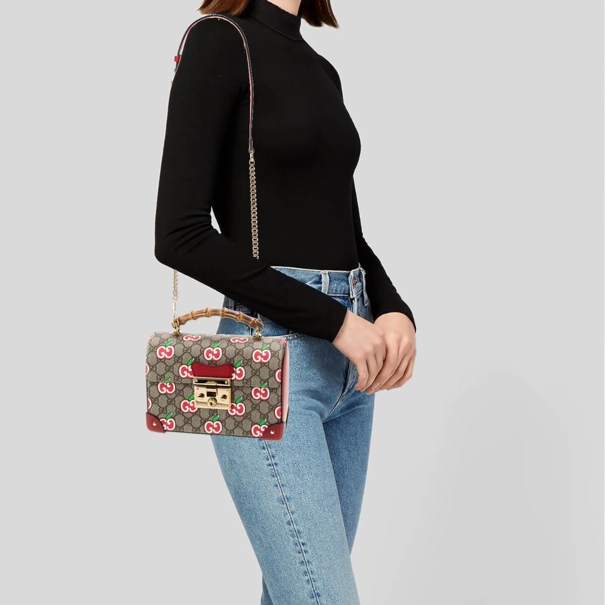 Gucci Designer GG Apple Padlock Bamboo Bag, Gucci Handbag, Designer Handbag, Cheap Designer Handbag, Designer Handbag