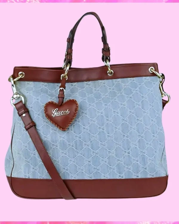 Gucci Designer GG Denim Top Handle Tote Bag, Gucci Handbag, Designer Handbag, Cheap Designer Handbag, Designer Handbag