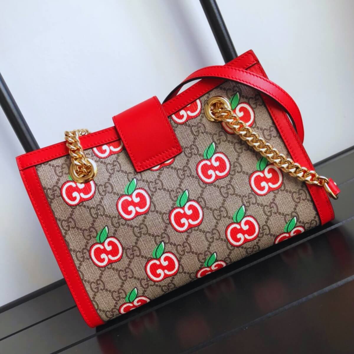Gucci Designer GG Supreme Apple Padlock Shoulder Bag, Gucci Handbag, Designer Handbag, Cheap Designer Handbag, Designer Handbag
