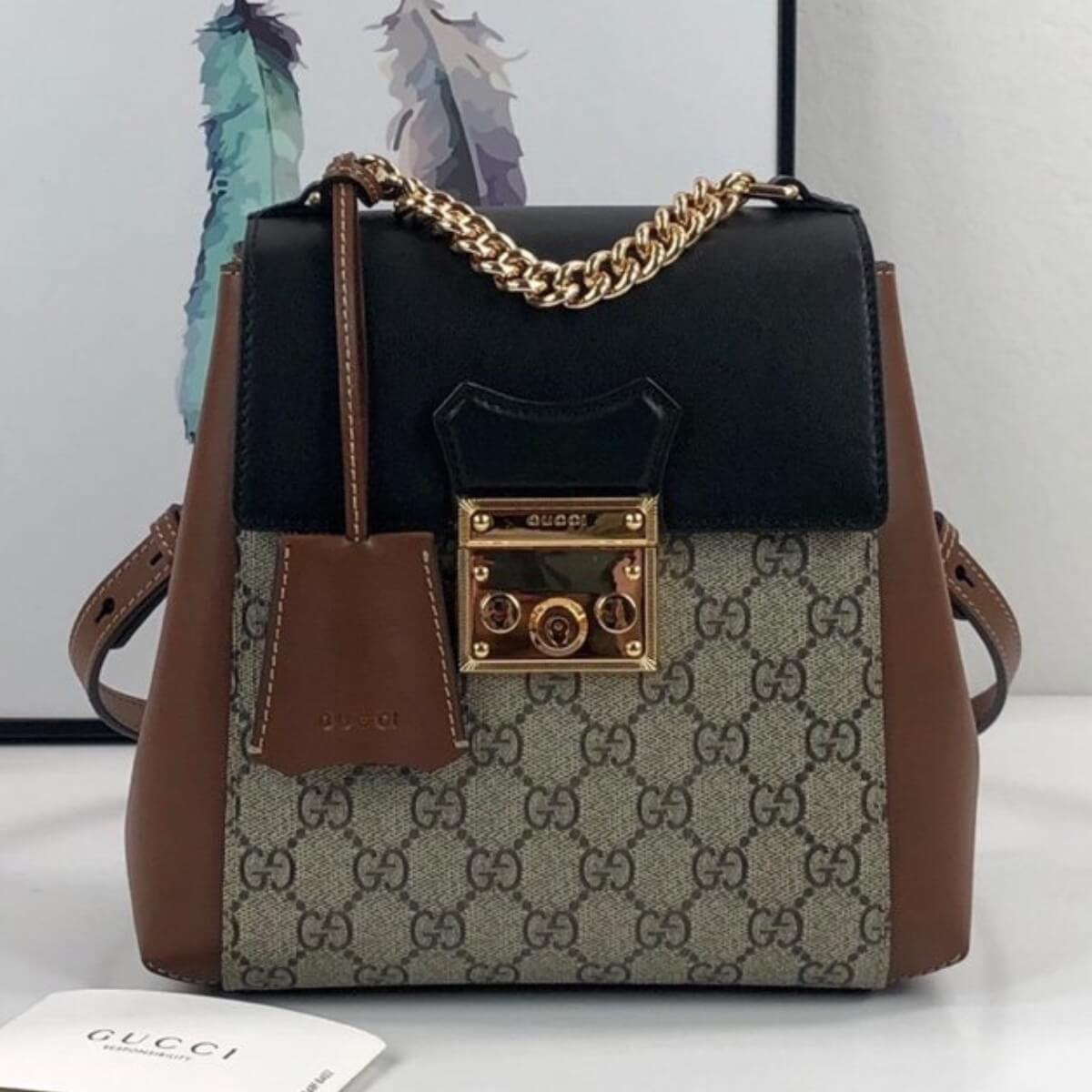Gucci Designer GG Supreme Padlock Backpack Purse, Gucci Handbag, Designer Handbag, Cheap Designer Handbag, Designer Handbag