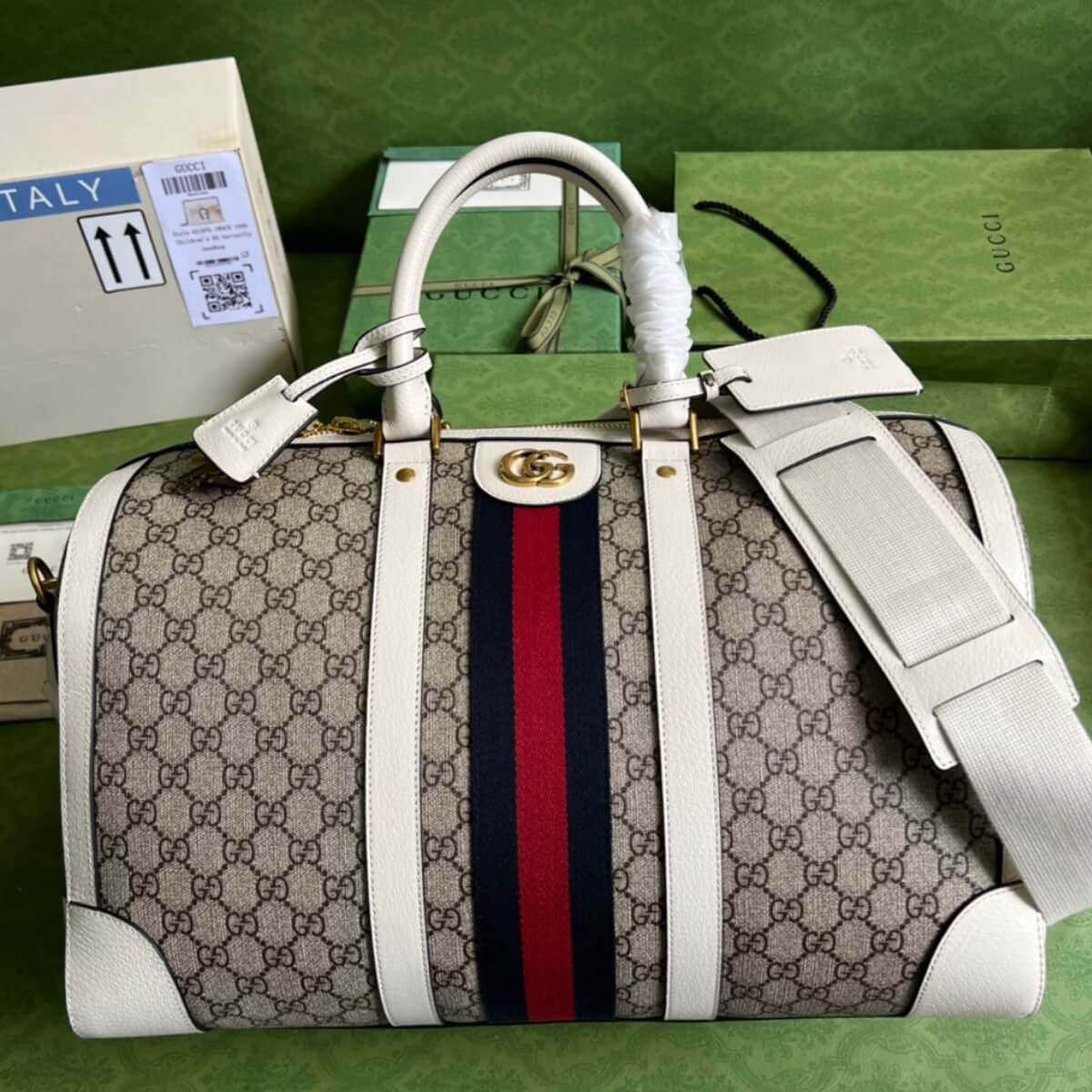 Gucci Designer GG Supreme Savoy Duffle Bag, Gucci Handbag, Designer Handbag, Cheap Designer Handbag, Designer Handbag