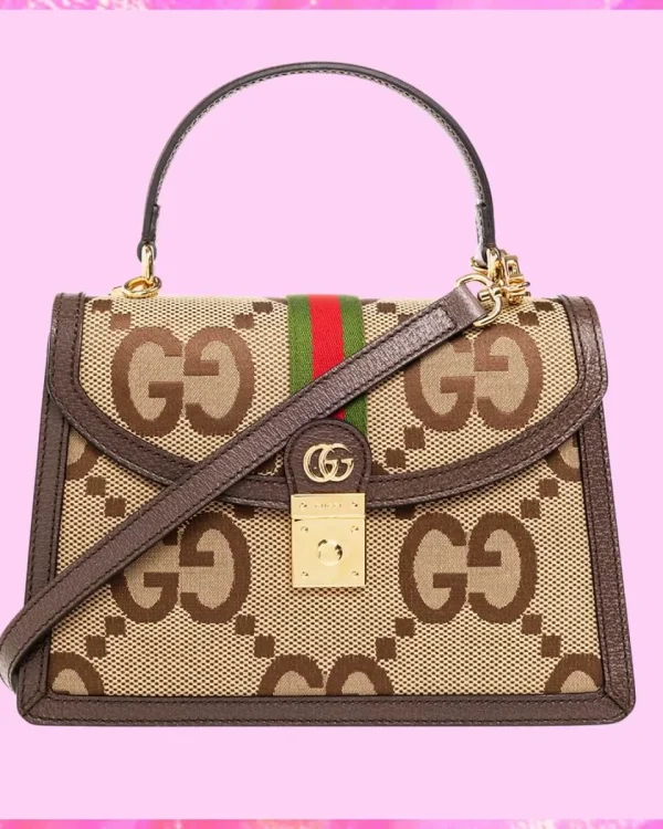 Gucci Designer Jumbo GG Canvas Ophidia Top Handle, Gucci Handbag, Designer Handbag, Cheap Designer Handbag, Designer Handbag