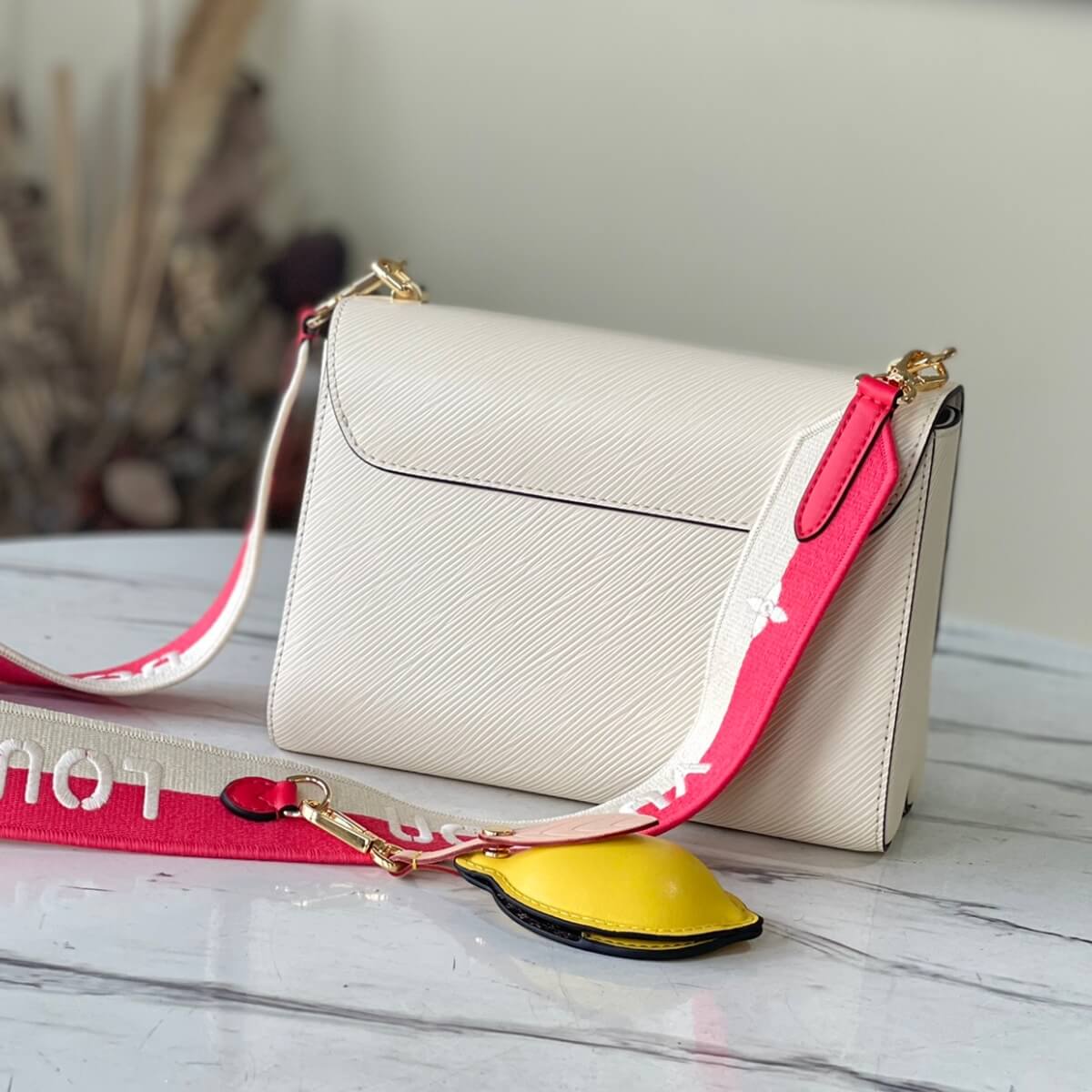 Louis Vuitton Designer Twist MM Lemon Charm Handbag, Louis Vuitton Handbag, Designer Handbag, Cheap Designer Handbag, Designer Handbag