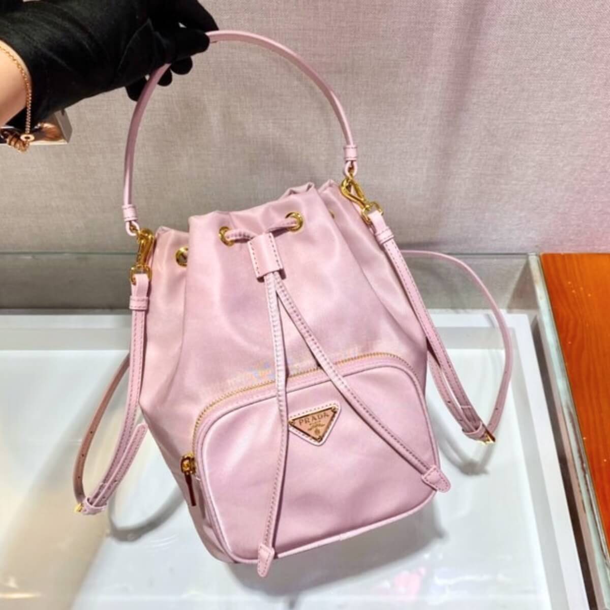 Prada Designer Duet Nylon Bucket Bag, Prada Handbag, Designer Handbag, Cheap Designer Handbag, Designer Handbag