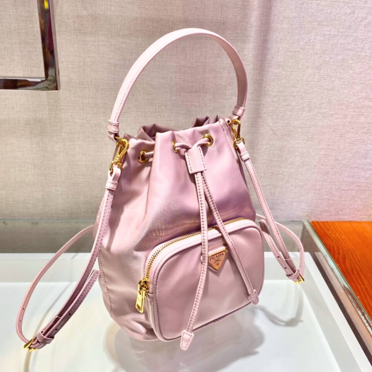 Prada Designer Duet Nylon Bucket Bag, Prada Handbag, Designer Handbag, Cheap Designer Handbag, Designer Handbag