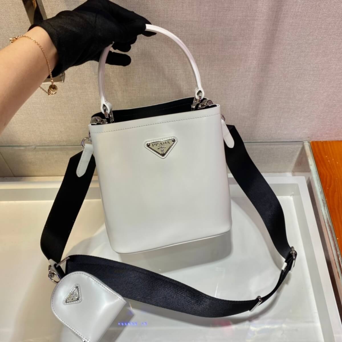 Prada Designer Saffiano Cuir Panier Bucket Bag, Prada Handbag, Designer Handbag, Cheap Designer Handbag, Designer Handbag