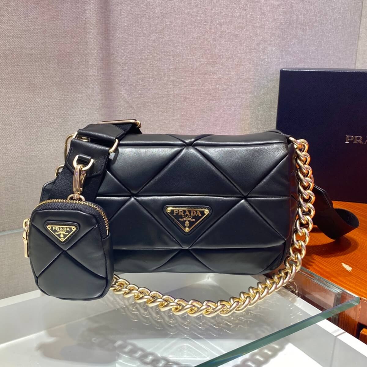 Prada Designer System Nappa Patchwork Shoulder Bag, Prada Handbag, Designer Handbag, Cheap Designer Handbag, Designer Handbag