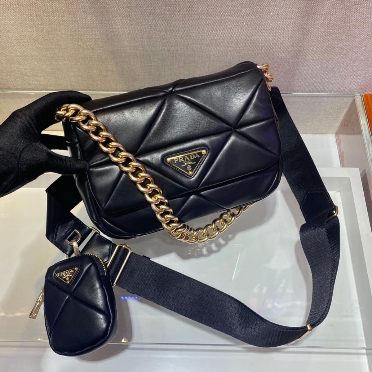 Prada Designer System Nappa Patchwork Shoulder Bag, Prada Handbag, Designer Handbag, Cheap Designer Handbag, Designer Handbag