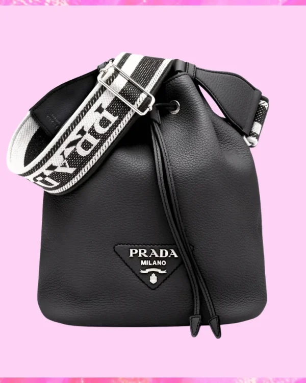 Prada Designer Vitello Daino Soft Bucket Bag, Prada Handbag, Designer Handbag, Cheap Designer Handbag, Designer Handbag