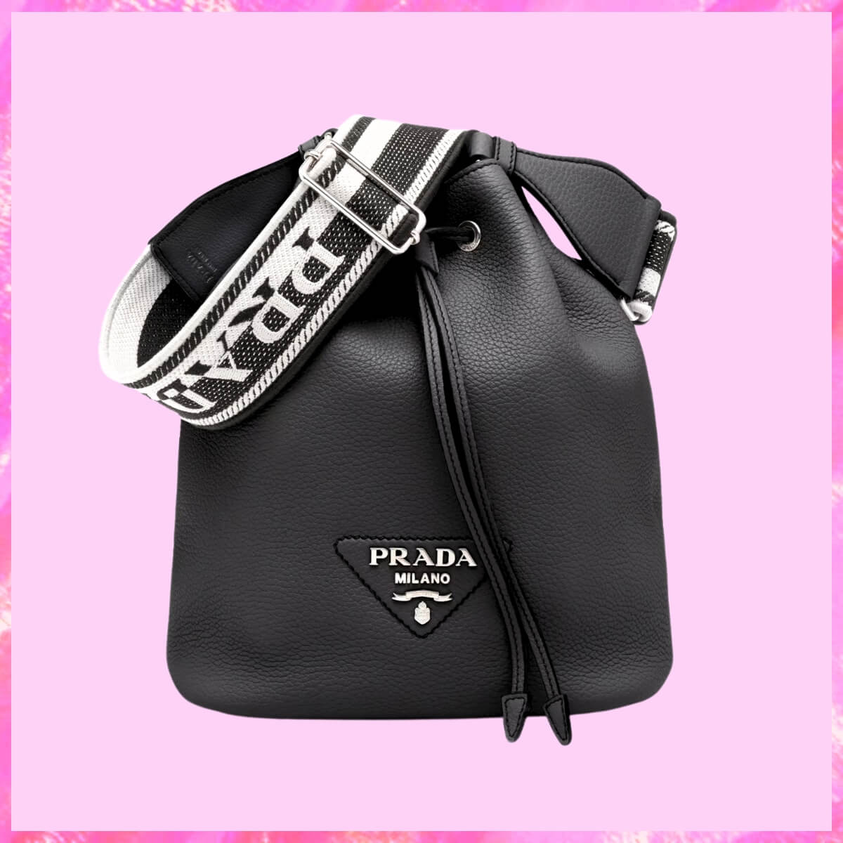 Prada Designer Vitello Daino Soft Bucket Bag, Prada Handbag, Designer Handbag, Cheap Designer Handbag, Designer Handbag