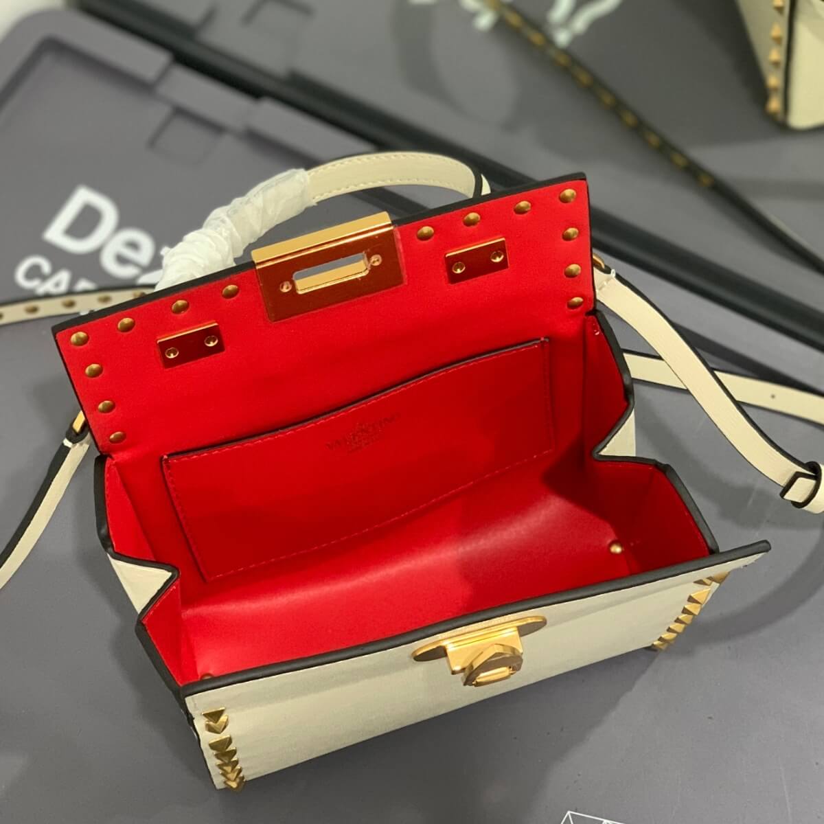 Valentino Designer Rockstud Alcove Box Shoulder Bag, Valentino Handbag, Designer Handbag, Cheap Designer Handbag, Designer Handbag