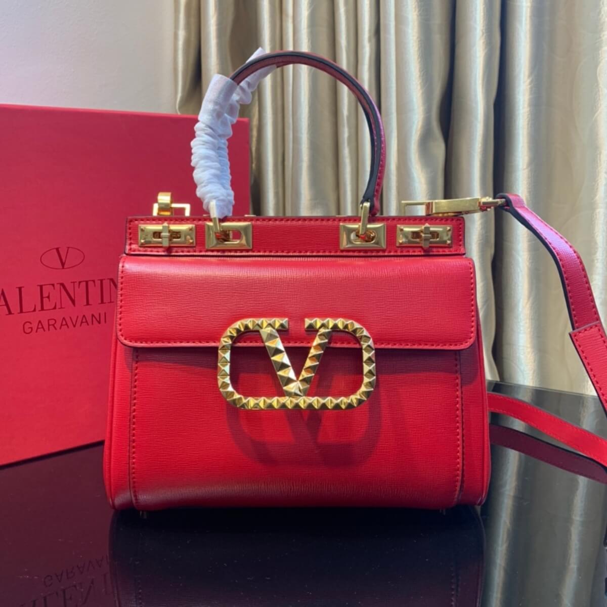 Valentino Designer Rockstud Alcove Satchel Handbag, Valentino Handbag, Designer Handbag, Cheap Designer Handbag, Designer Handbag