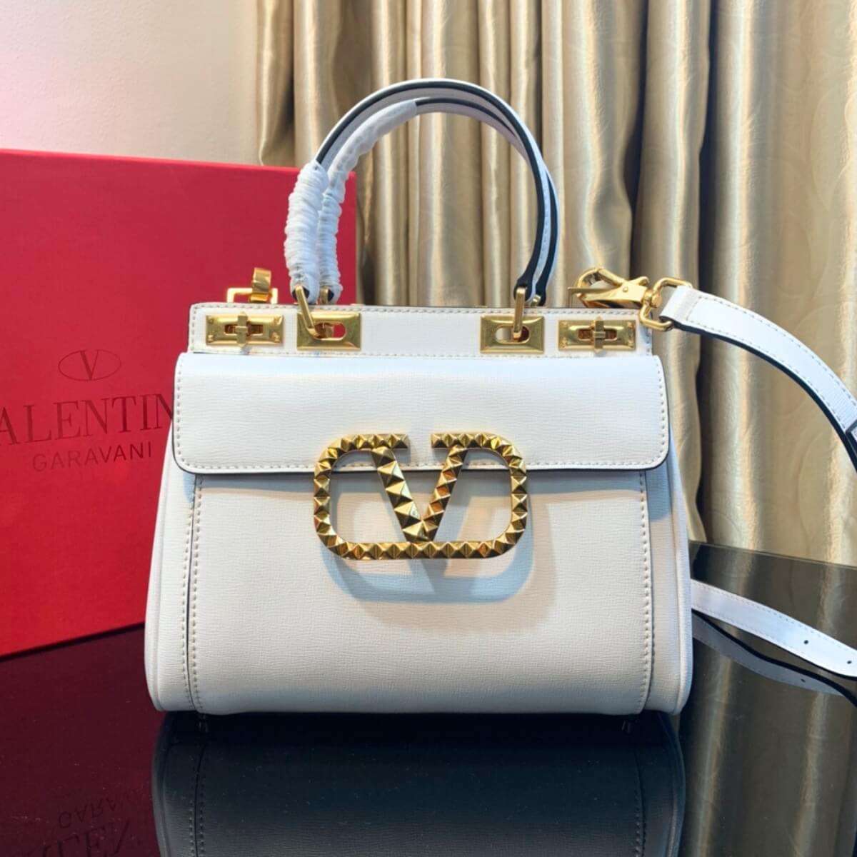 Valentino Designer Rockstud Alcove Satchel Handbag, Valentino Handbag, Designer Handbag, Cheap Designer Handbag, Designer Handbag