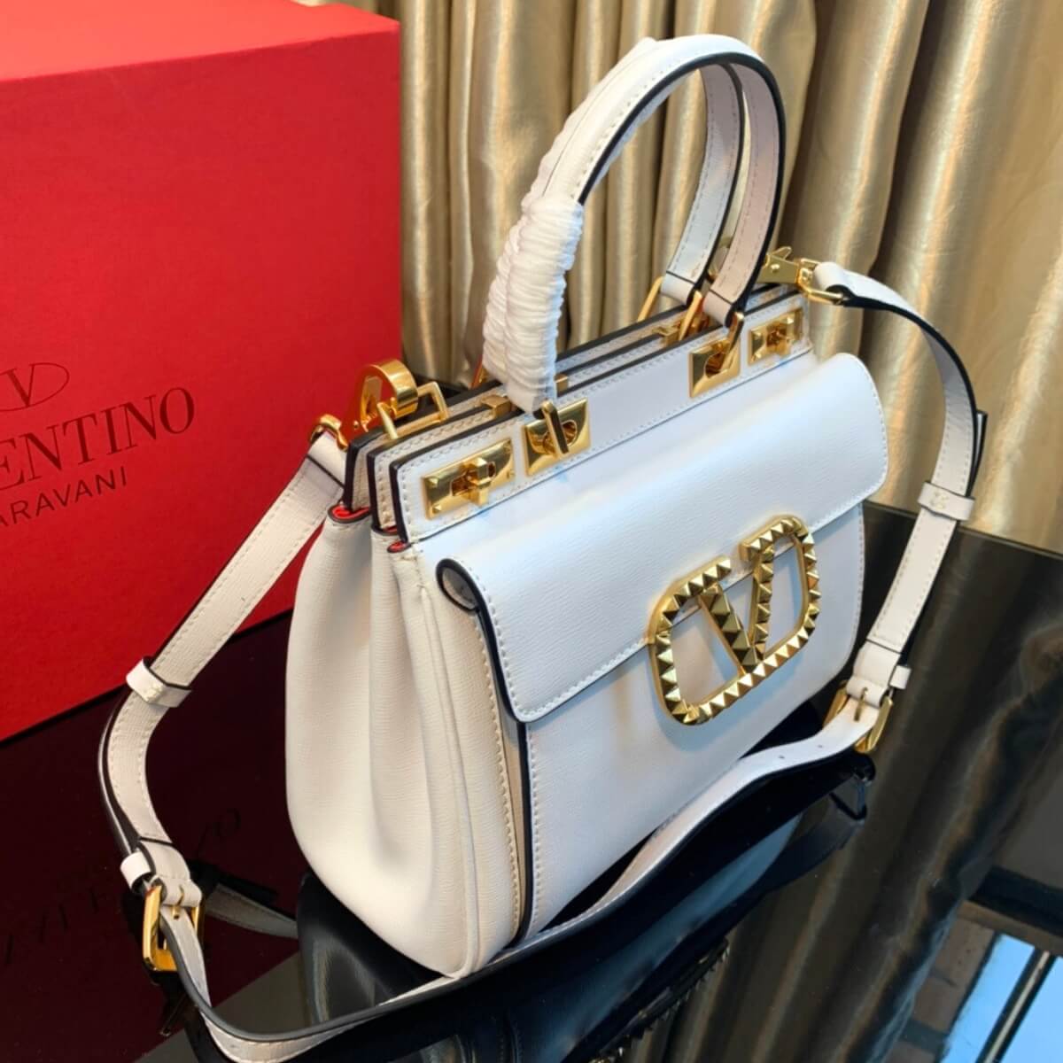 Valentino Designer Rockstud Alcove Satchel Handbag, Valentino Handbag, Designer Handbag, Cheap Designer Handbag, Designer Handbag