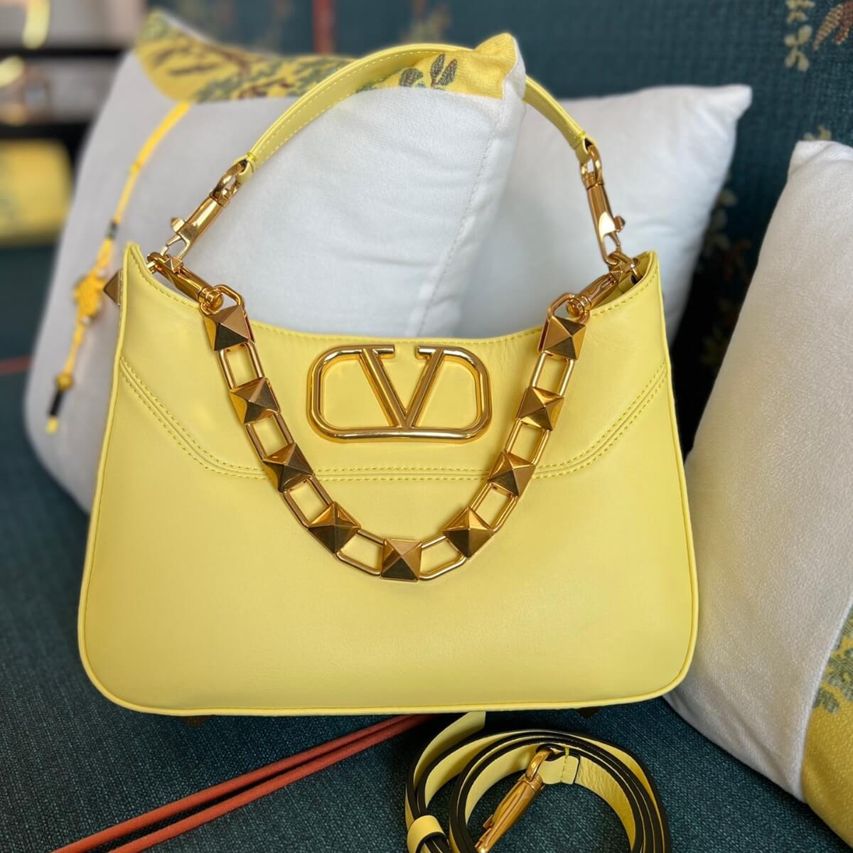 Valentino Designer Rockstud Leather Hobo Bag, Valentino Handbag, Designer Handbag, Cheap Designer Handbag, Designer Handbag