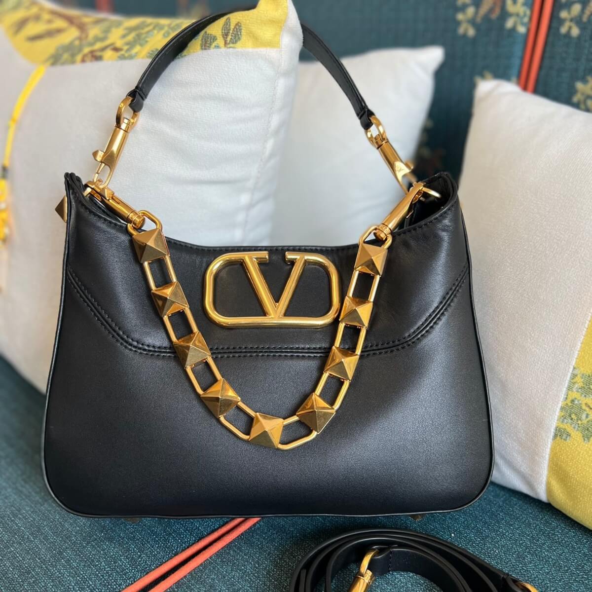 Valentino Designer Rockstud Leather Hobo Bag, Valentino Handbag, Designer Handbag, Cheap Designer Handbag, Designer Handbag