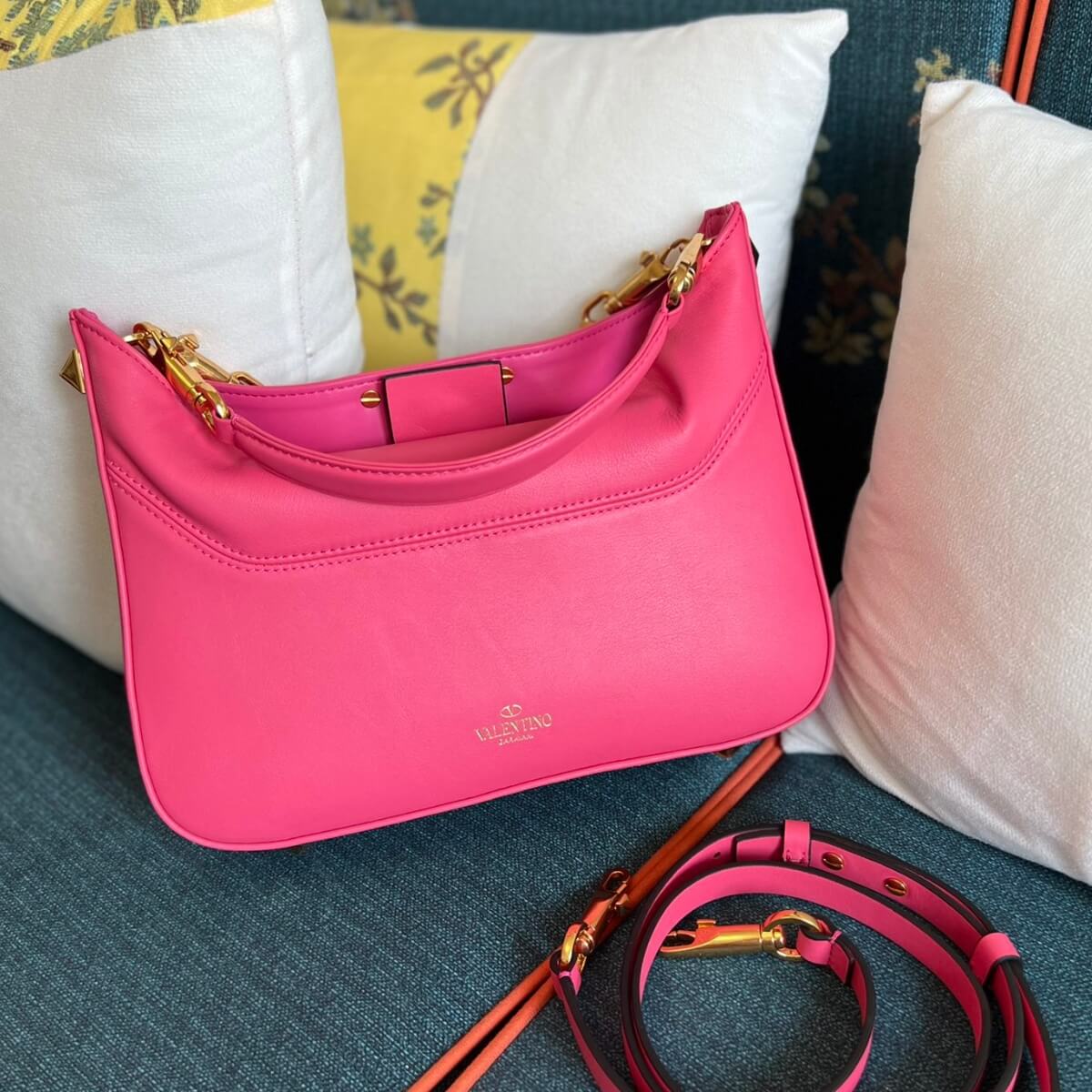 Valentino Designer Rockstud Leather Hobo Bag, Valentino Handbag, Designer Handbag, Cheap Designer Handbag, Designer Handbag