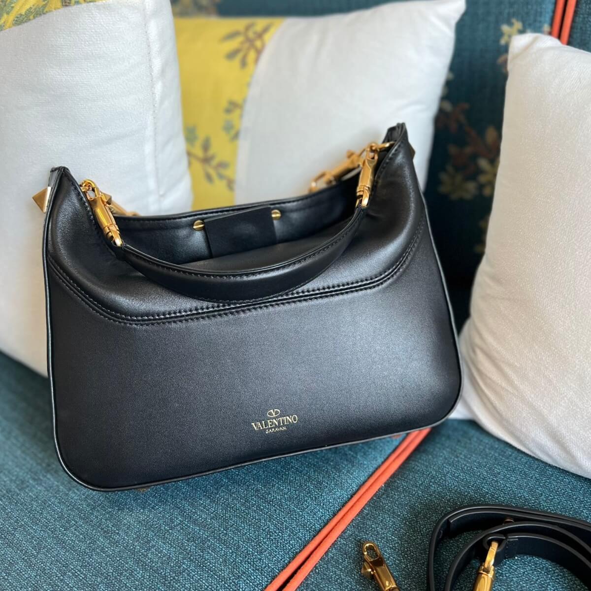 Valentino Designer Rockstud Leather Hobo Bag, Valentino Handbag, Designer Handbag, Cheap Designer Handbag, Designer Handbag