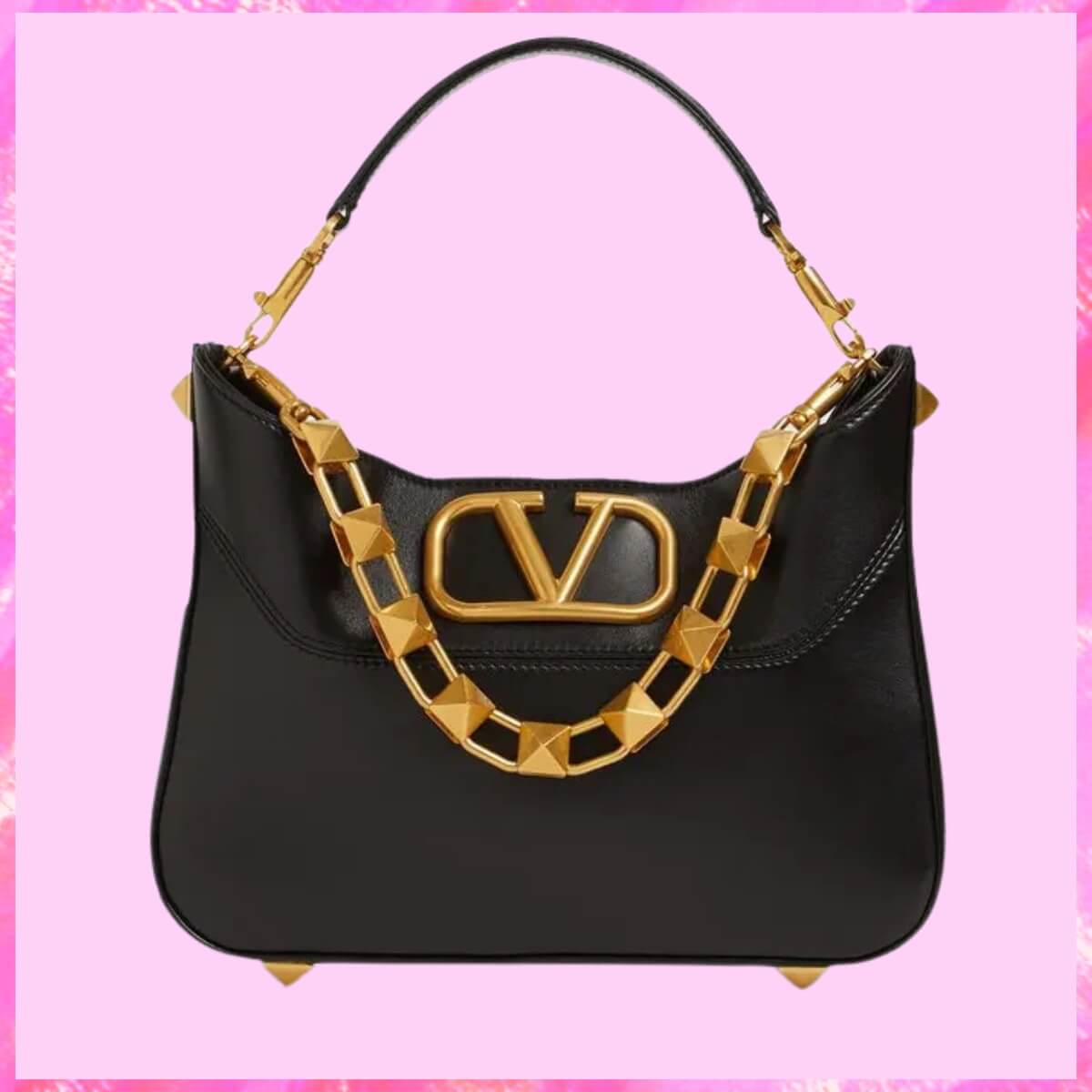 Valentino Designer Rockstud Leather Hobo Bag, Valentino Handbag, Designer Handbag, Cheap Designer Handbag, Designer Handbag