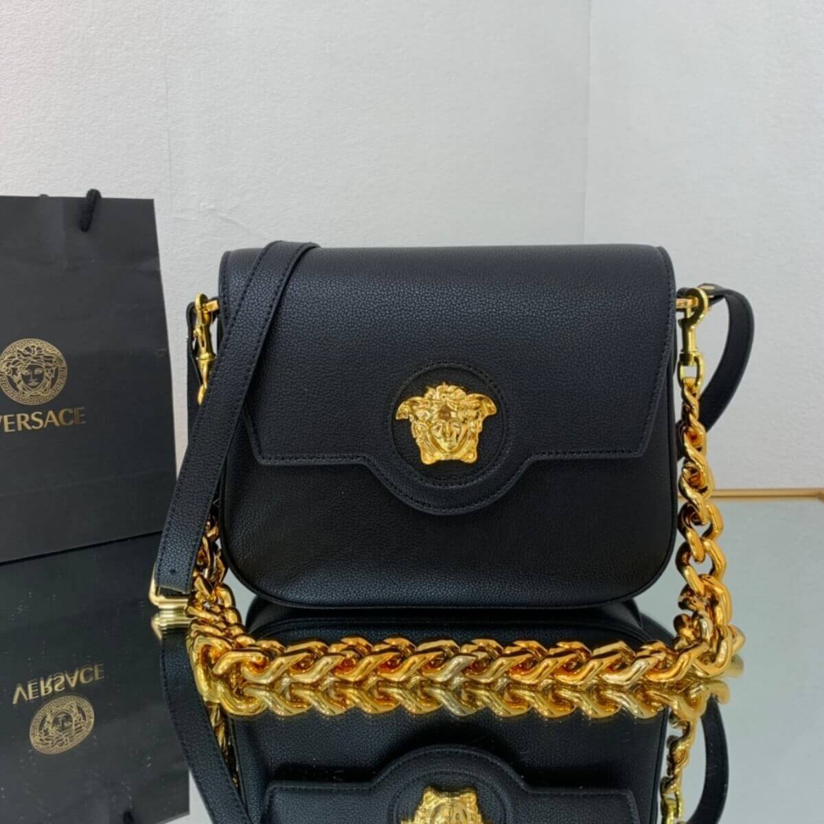Versace Designer Medusa Charm Chain Handbag, Versace Handbag, Designer Handbag, Cheap Designer Handbag, Designer Handbag