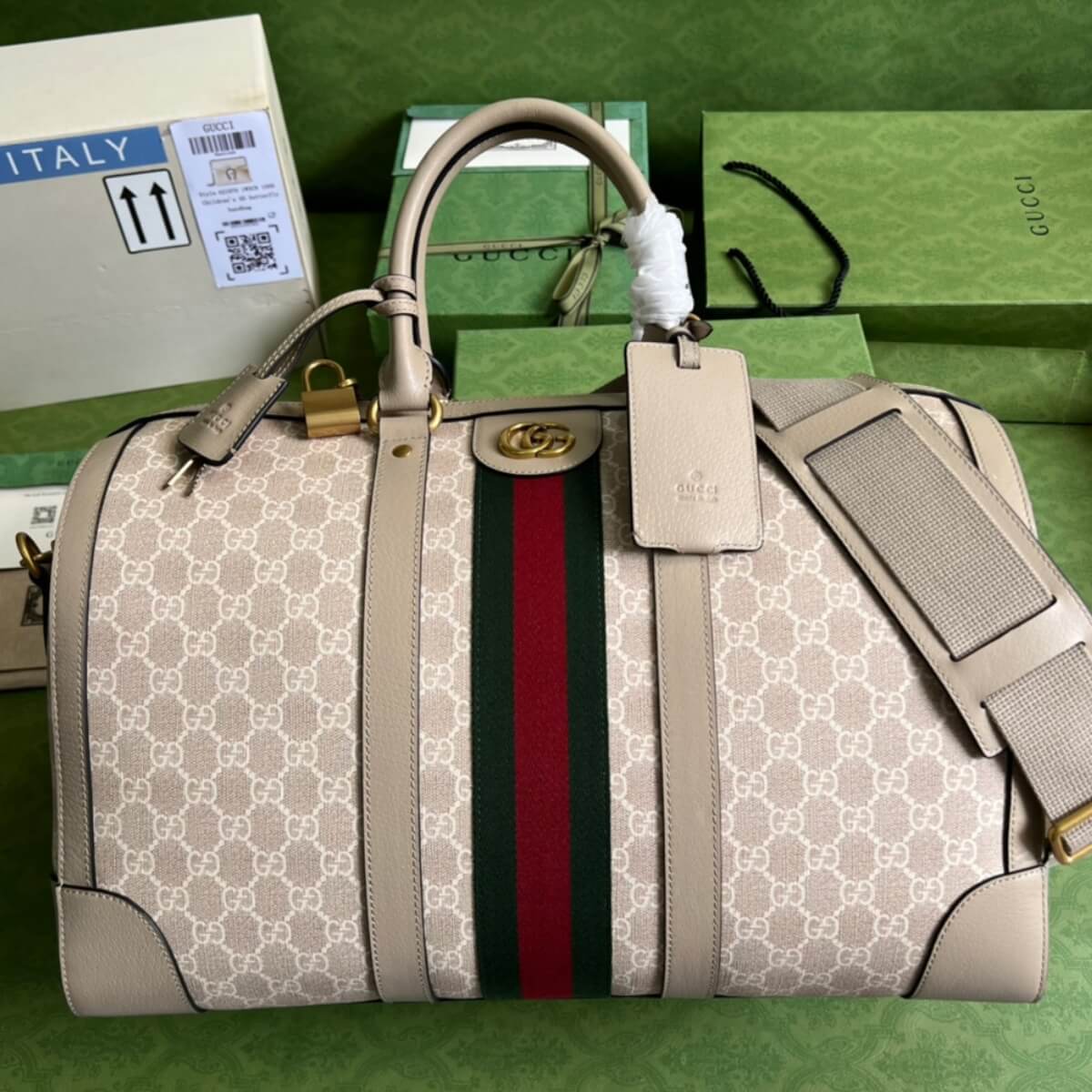 Gucci Designer GG Supreme Savoy Duffle Bag, Gucci Handbag, Designer Handbag, Cheap Designer Handbag, Designer Handbag
