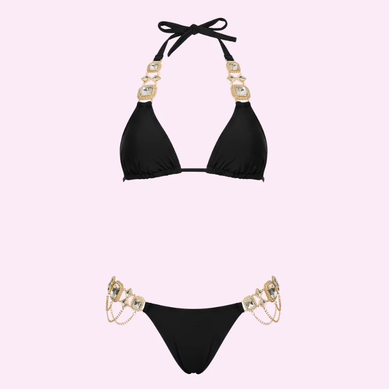 Black Gold Jewel Bikini Set swimwear for women