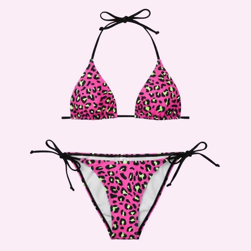 Hot Pink Leopard Bikini Set swimwear for women