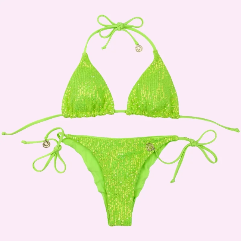 Neon Green Two Piece Bikini Set swimwear for women