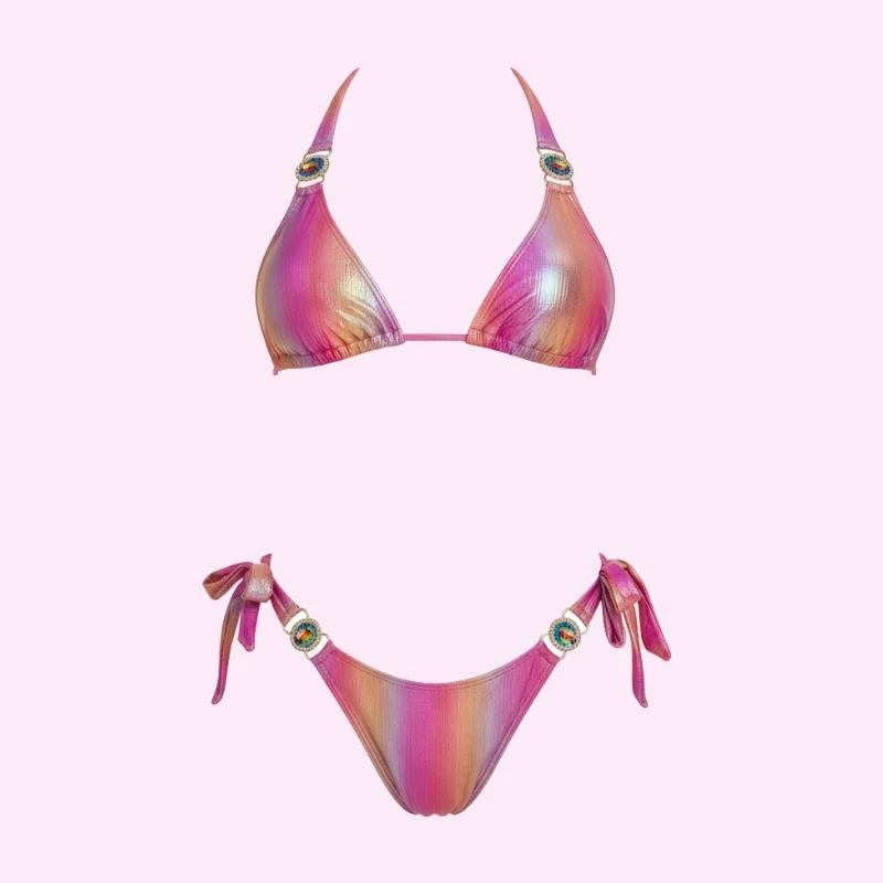 Pink Sunset Triangle Bikini Set swimwear for women