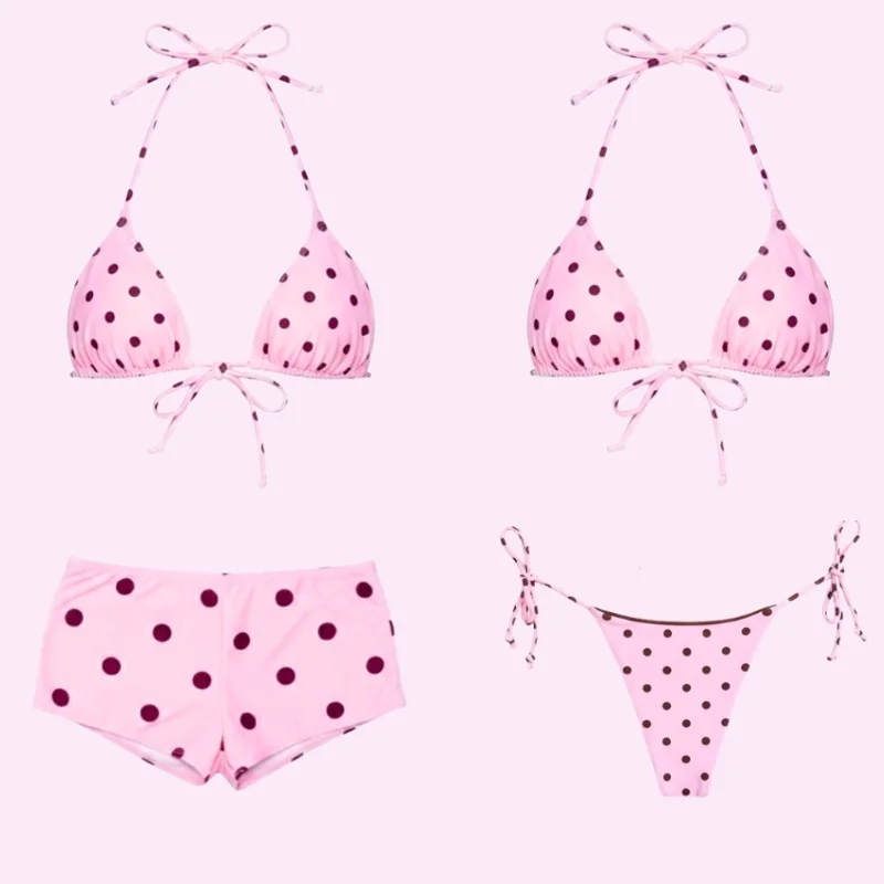 Pink Three Piece Bikini Set swimwear for women