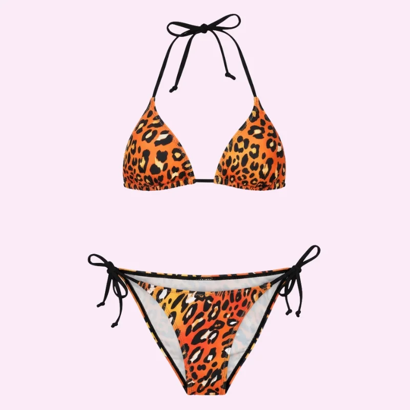 Red Leopard Print Bikini Set swimwear for women